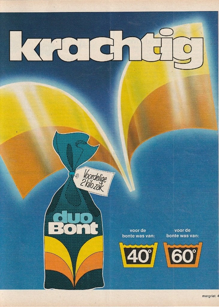 retro reclame 1976 Duobont wasmiddel voordelig krachtig, Verzenden, Overige typen