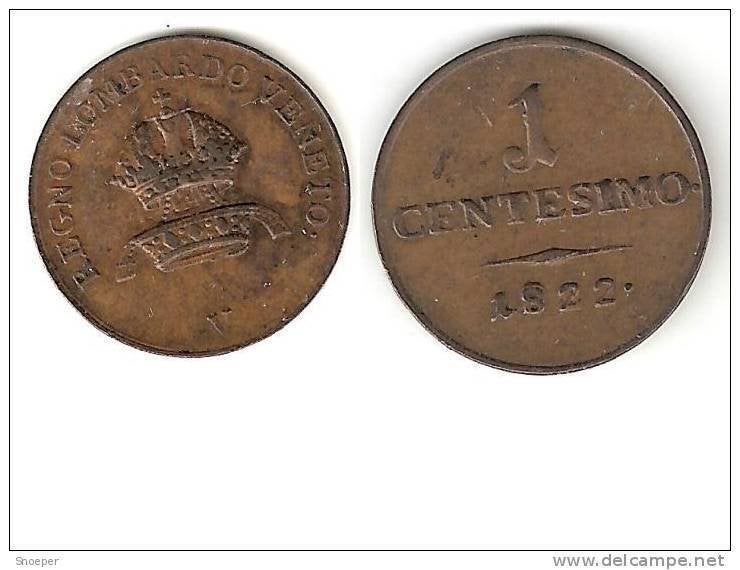 ITALY lombardi 1 cent 1822 V km 1.3 vf+ !, Verzenden, Italië, Losse munt