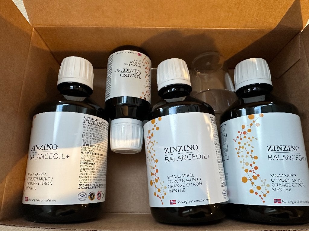 Zinzino BalanceOil+ Sinaasappel Citroen Munt - 4 flessen, Ophalen of Verzenden, Nieuw, Poeder of Drank