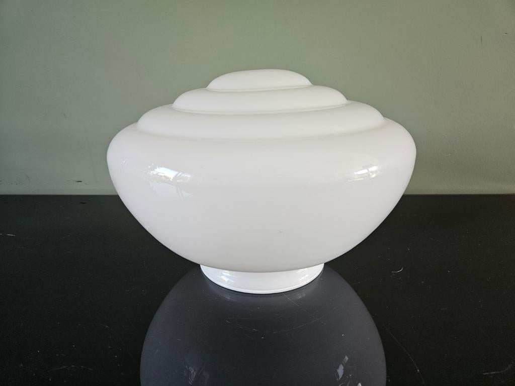 Vintage opaalglas lampenkap wit - Art Deco, Huis en Inrichting, Lampen | Lampenkappen, Zo goed als nieuw, Minder dan 25 cm, Rond