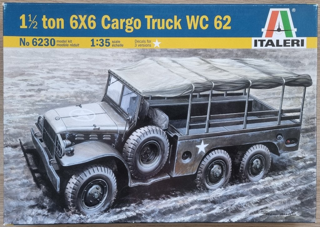 Italeri 1:35 #6230 WWII U.S. 1 1/2 ton 6x6 Cargo Truck WC 62, Hobby en Vrije tijd, Modelbouw | Auto's en Voertuigen, Italeri, 1:32 tot 1:50