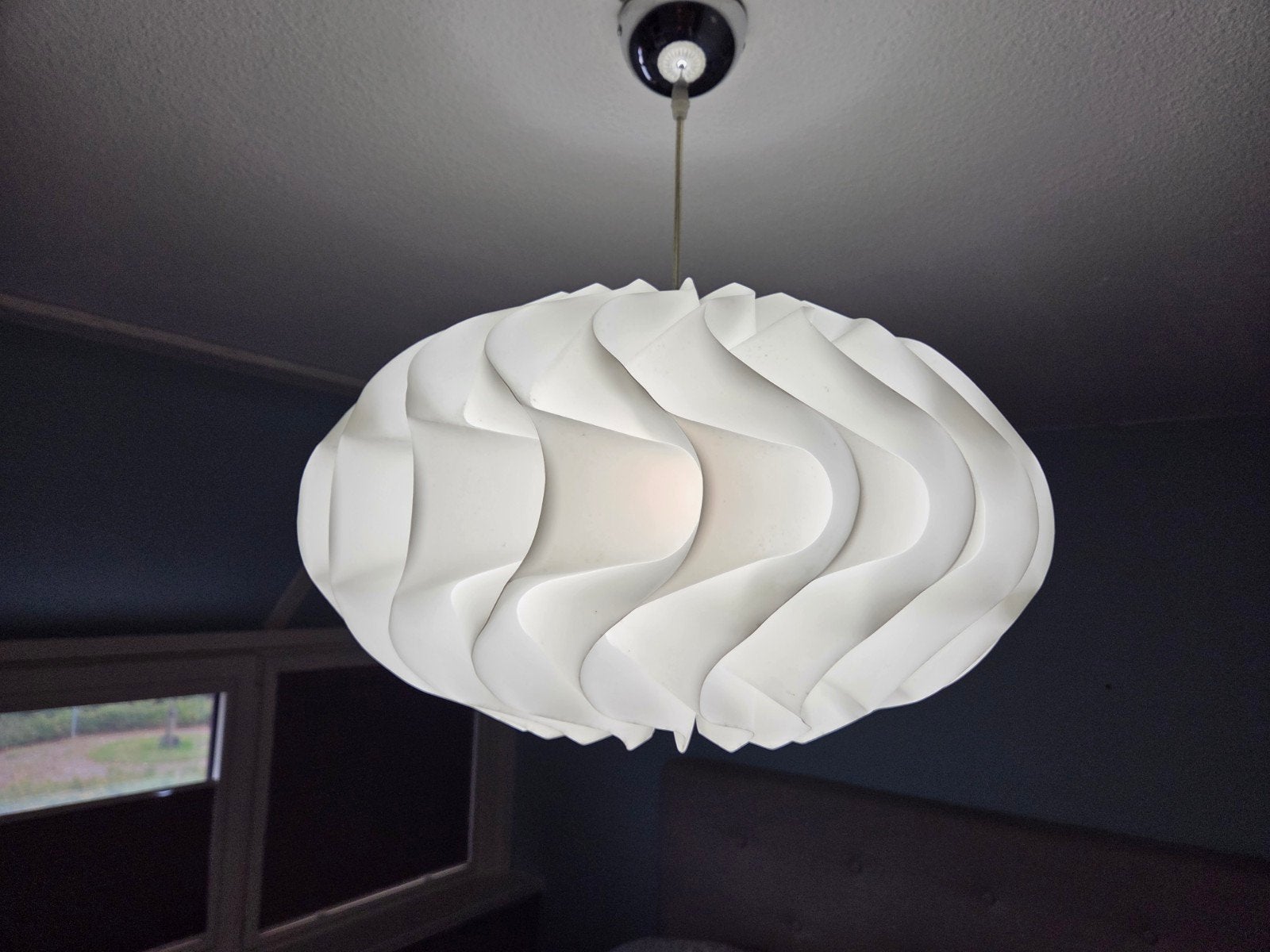 Origami Hanglamp Wit Kunststof - Modern Design, Ophalen, Zo goed als nieuw, Kunststof, Modern, Origami