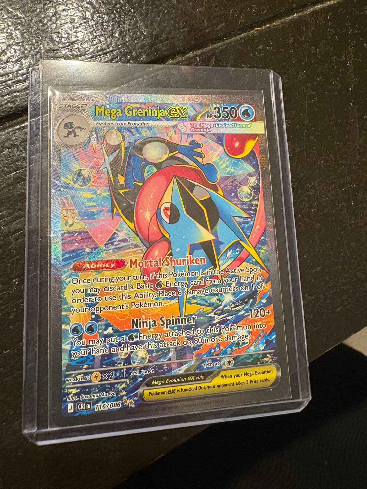 Mega Greninja EX Pokémon Kaart - Zeldzaam en Holografisch, Ophalen, Zo goed als nieuw, Losse kaart, Foil