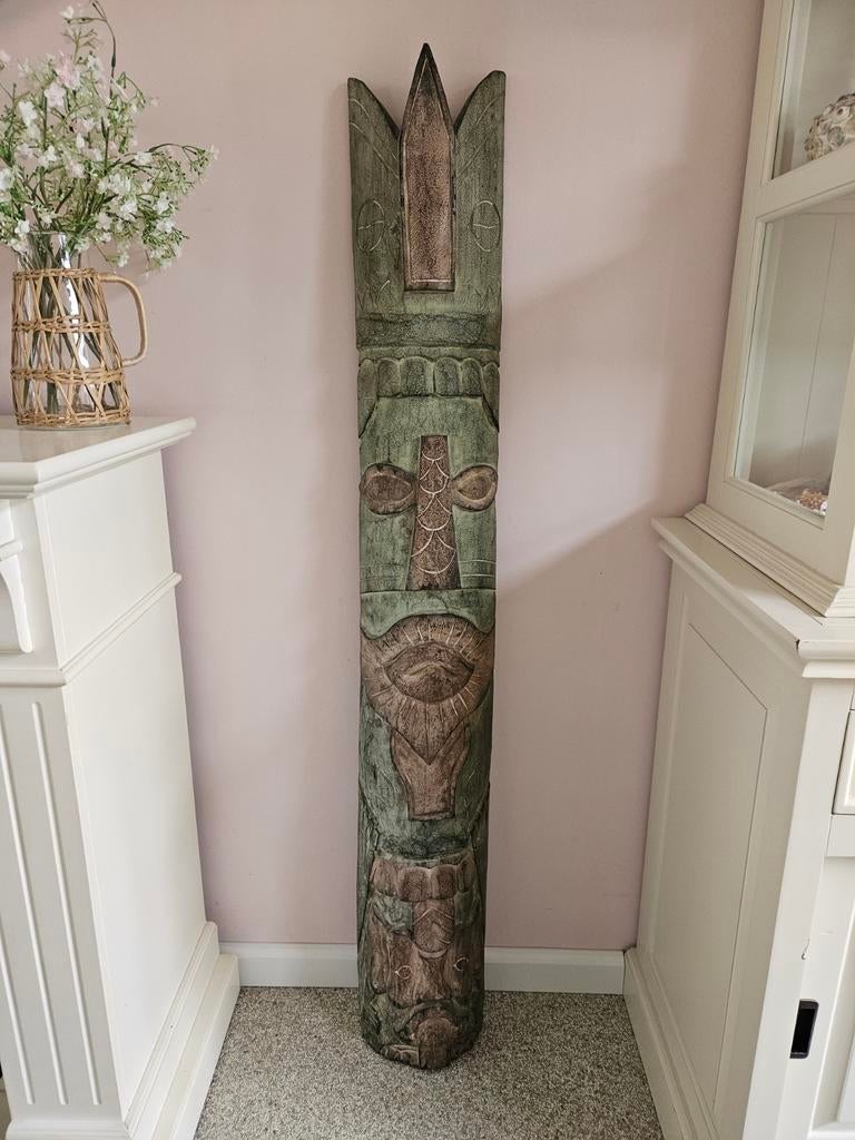 Bijzonder houtsnijwerk 150 cm hoog, Ophalen, Hout
