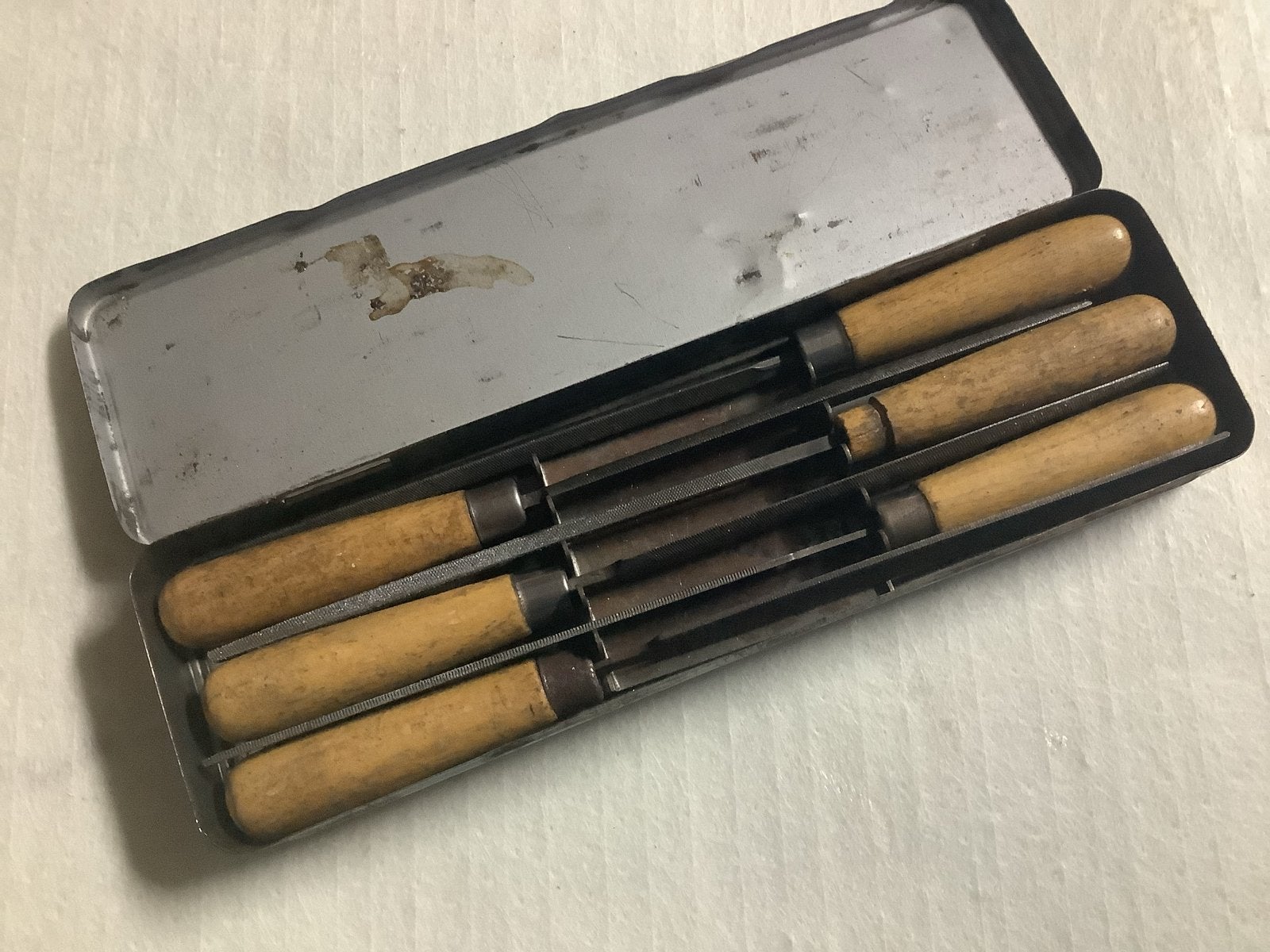 Vintage EFBär sleutelfeilen set in blikken doos, Ophalen of Verzenden