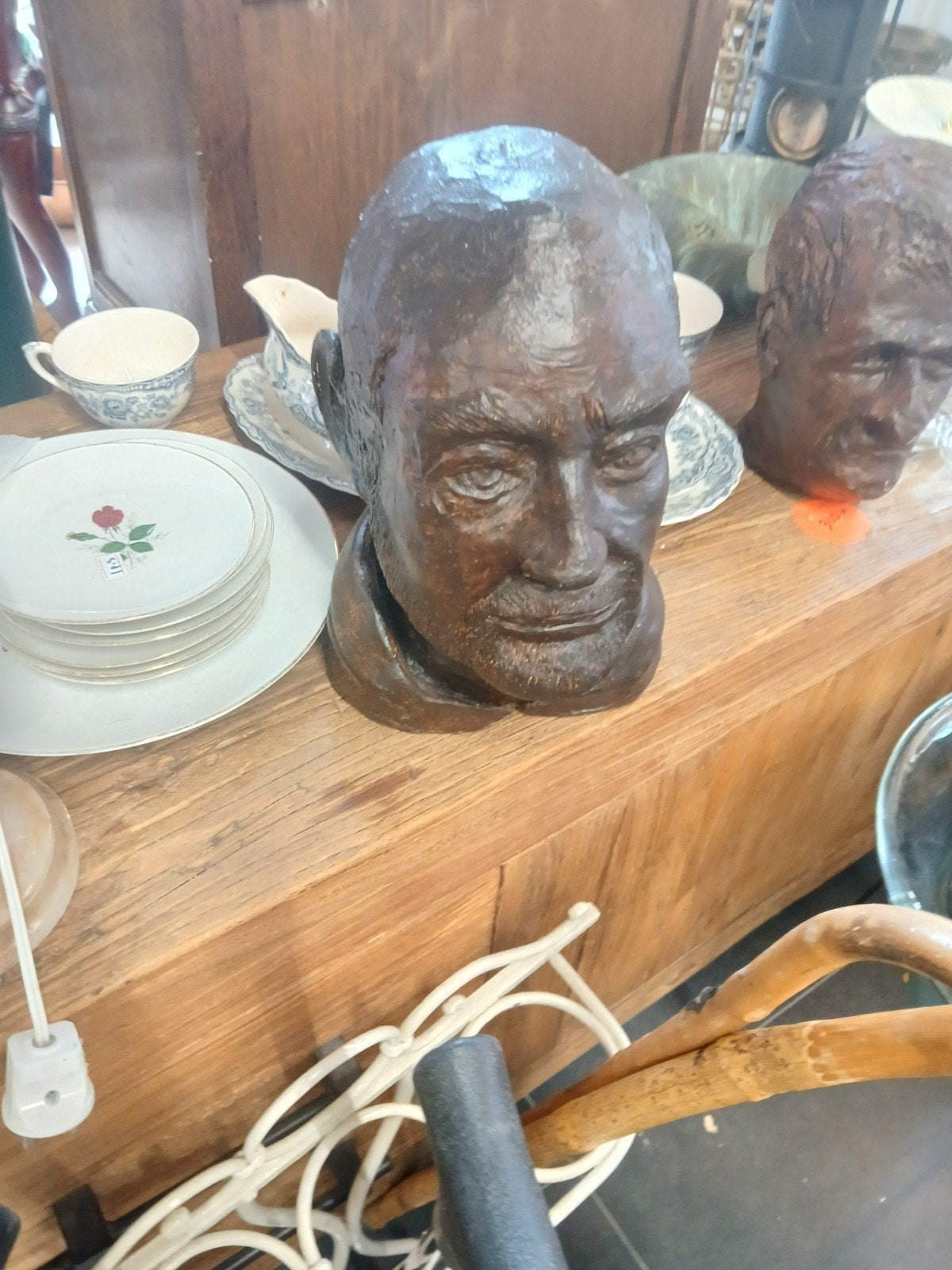 Vintage Buste van een Man - Houtsnijwerk, Antiek en Kunst, Kunst | Beelden en Houtsnijwerken, Ophalen, Buste, Handgemaakt, 20 - 50 cm
