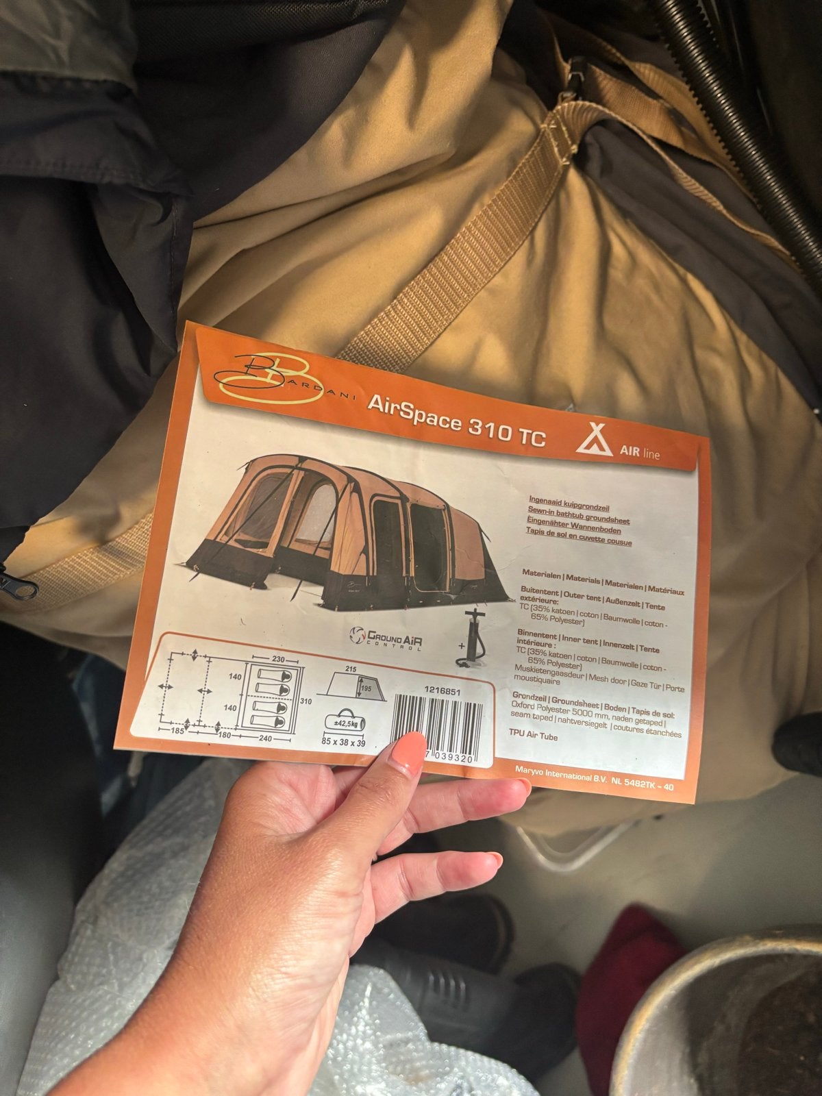Bardani airspace 310 tc, Caravans en Kamperen, Tenten, tot en met 4, Zo goed als nieuw, Ophalen