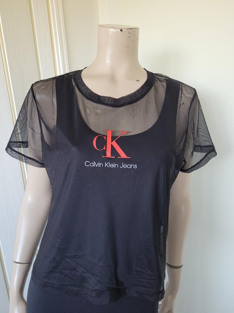 Calvin Klein mesh shirt zwart maat XL/42, Zwart, Maat 46/48 (XL) of groter, Ophalen of Verzenden, Zo goed als nieuw
