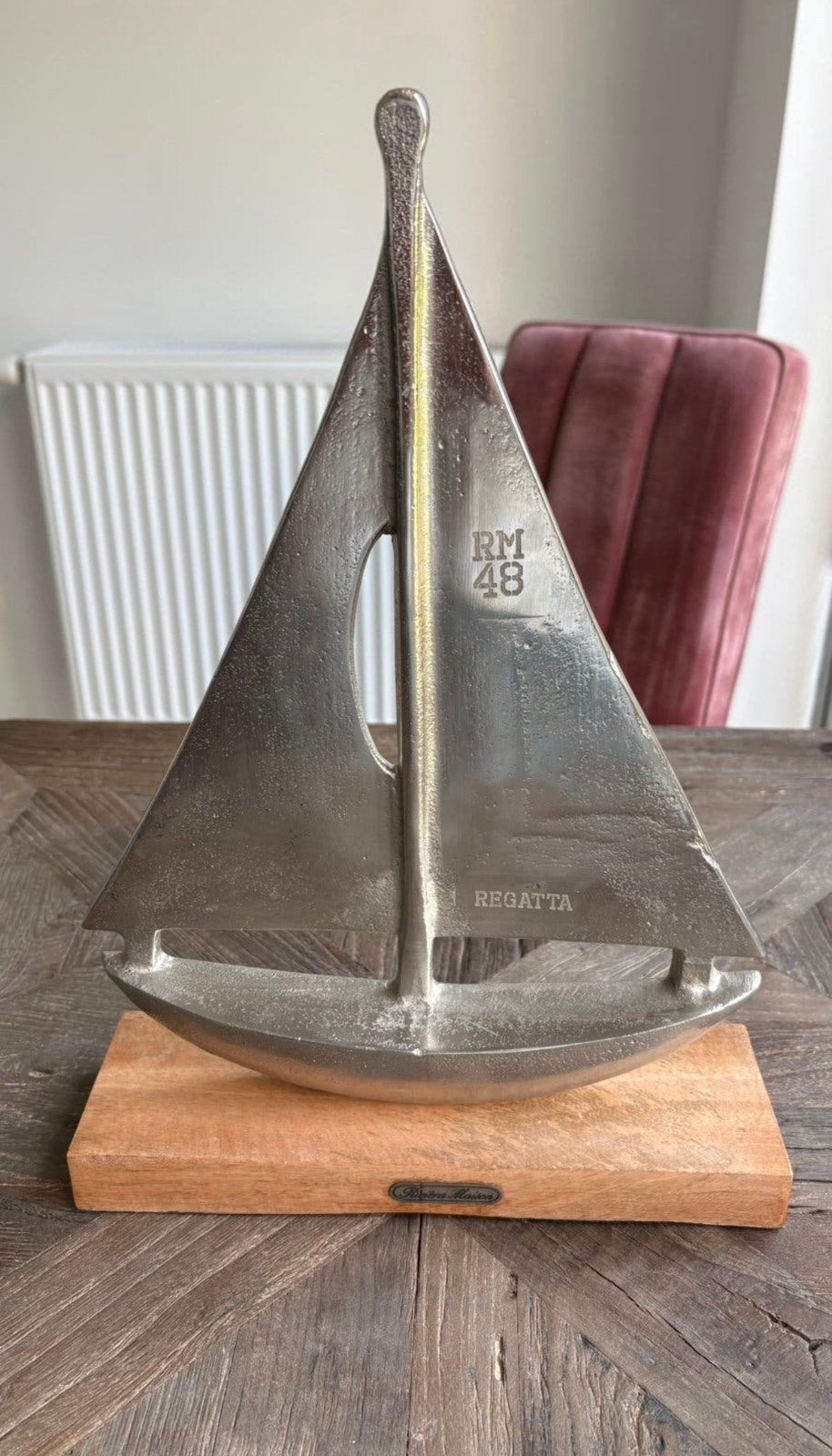 Rivièra Maison "RM 48 Regatta" Zeilboot (36 cm) – Z.G.A.N, Ophalen of Verzenden, Zo goed als nieuw, Overige materialen, Landelijk