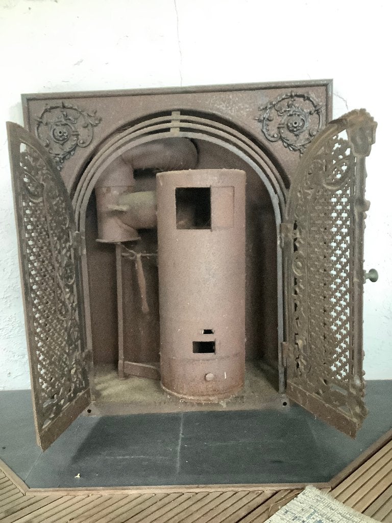 Antieke inzethaard met sierlijke ornamenten, Ophalen, Gebruikt, Inzethaard, Houthaard
