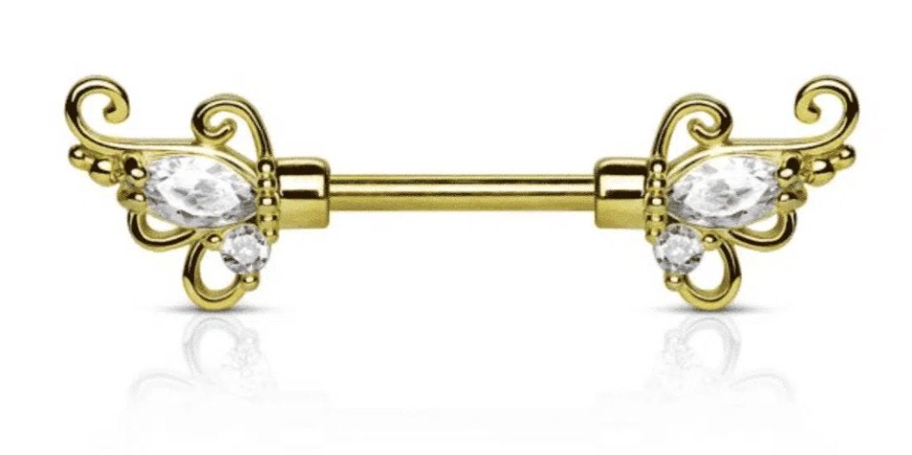 Tepelpiercing met geknoopte bloemen, Ophalen of Verzenden, Nieuw, Staal, Overige typen