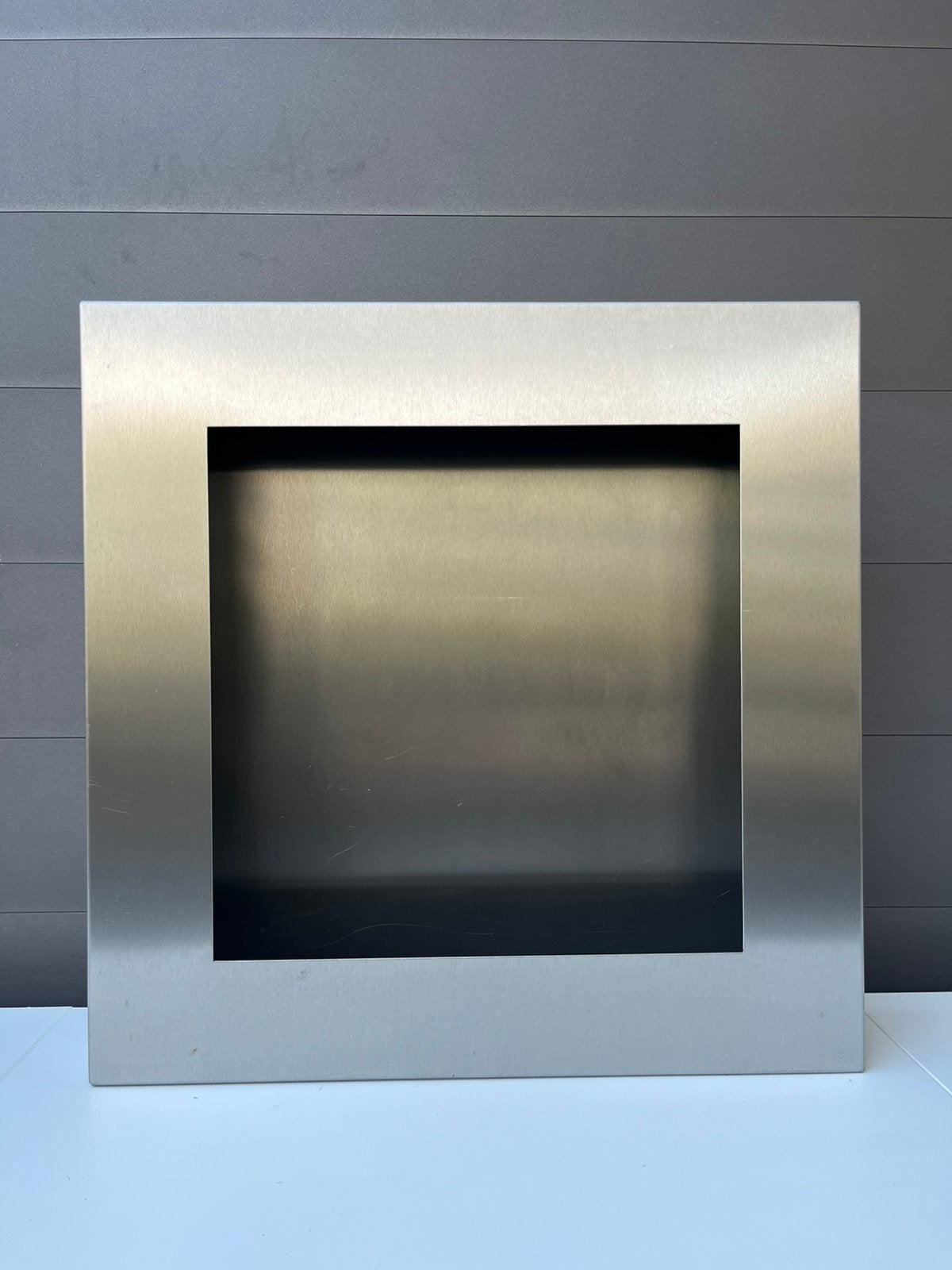 RVS sfeerhaard wand 50x50x10cm, Ophalen, Gebruikt, Vrijstaande haard, Houthaard