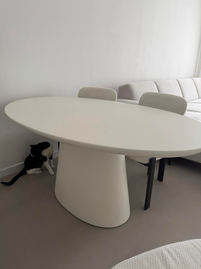 Gigameubel Eettafel Ovaal Wit 160cm, Zo goed als nieuw, 150 tot 200 cm, Vier personen, Ovaal