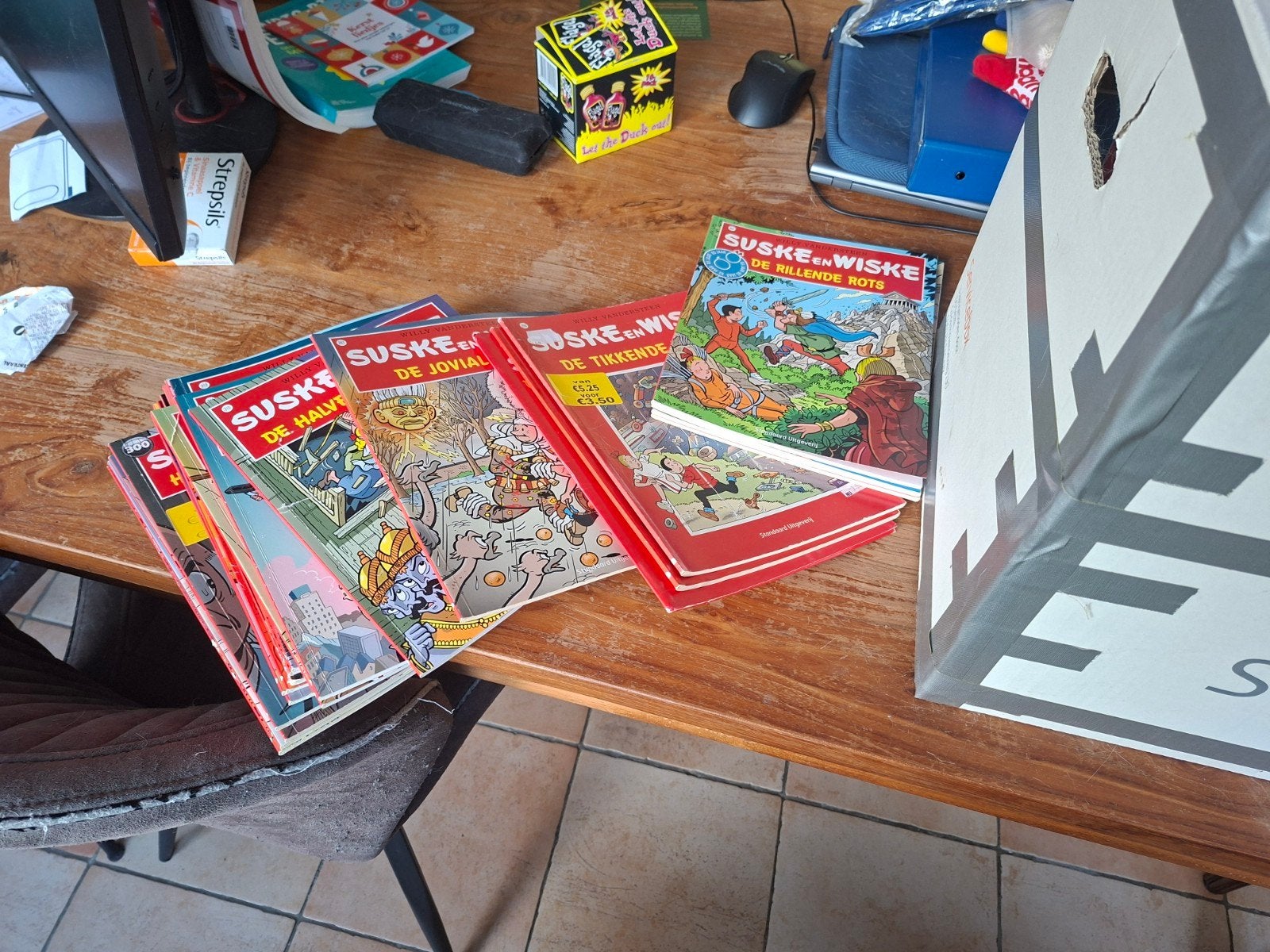 Verhuisdoos vol Suske en Wiske stripboeken - Goede staat, Meerdere stripboeken, Ophalen of Verzenden, Gelezen, Willy Vandersteen