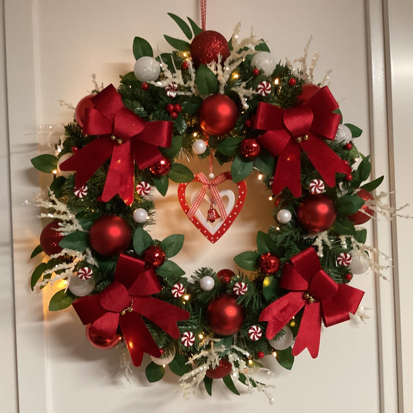 Prachtige grote kerstkrans met verlichting 65 cm, Ophalen of Verzenden, Nieuw