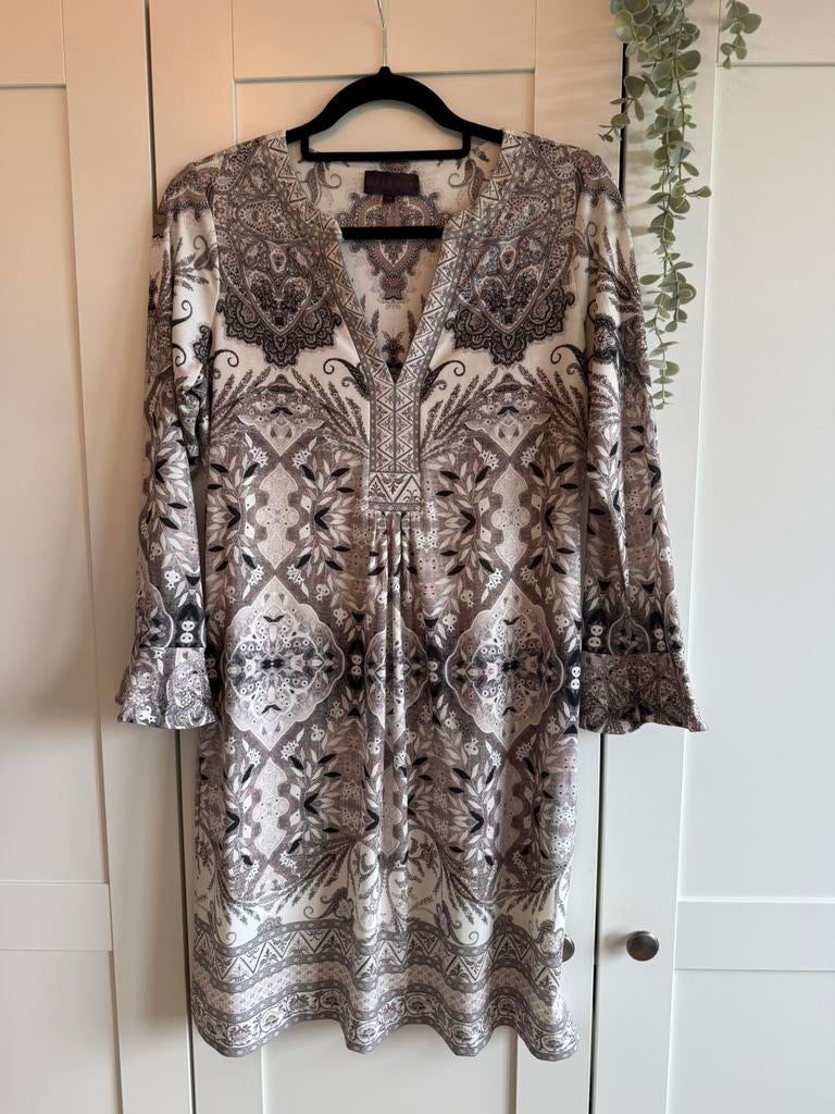 Hale Bob, heerlijk jurkje (maat M) ecru, grijs en zwart, Kleding | Dames, Jurken, Maat 38/40 (M), Wit, Ophalen of Verzenden, Zo goed als nieuw