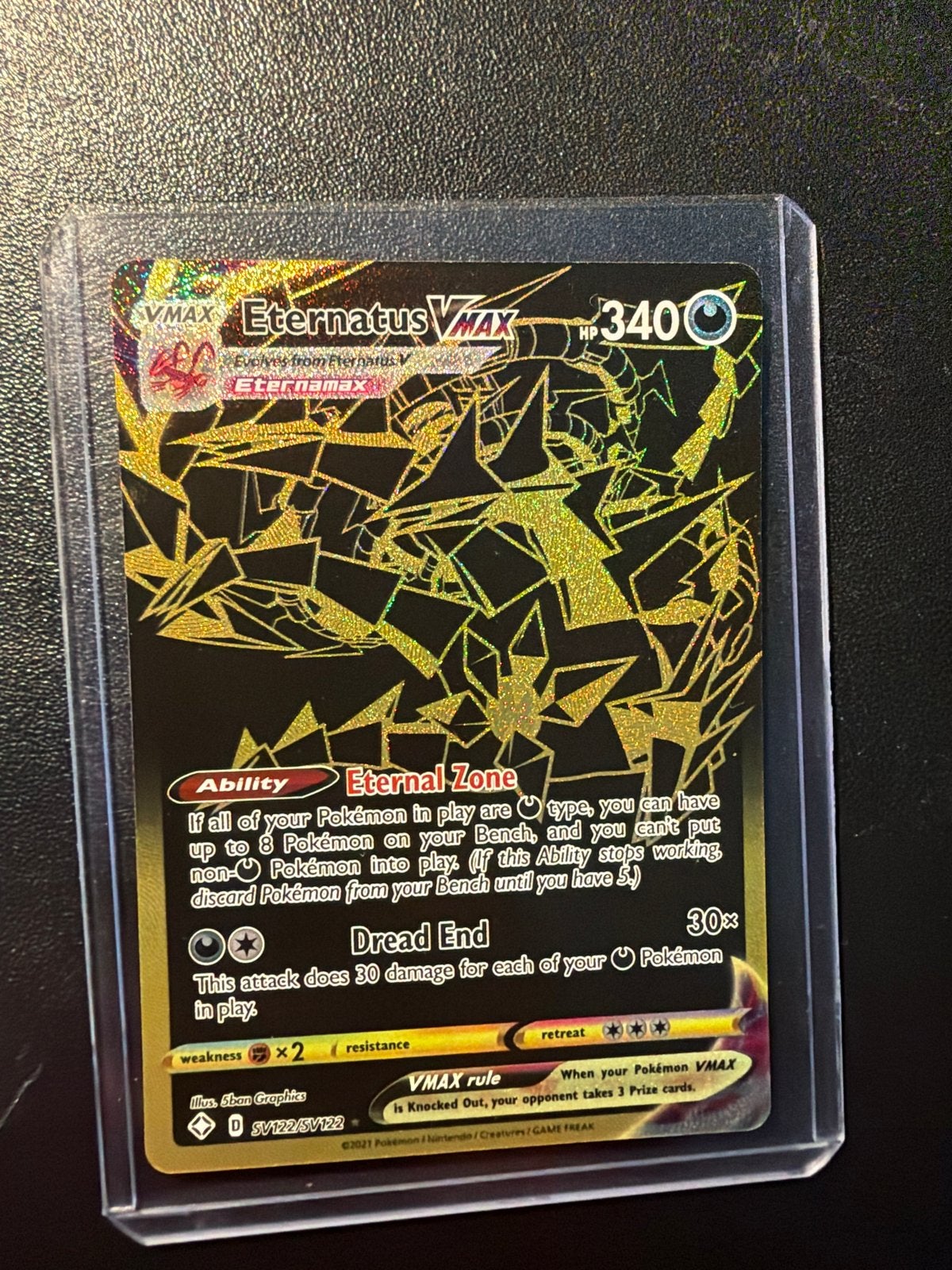 Eternatus VMAX Pokémon, Ophalen of Verzenden, Zo goed als nieuw, Losse kaart, Foil