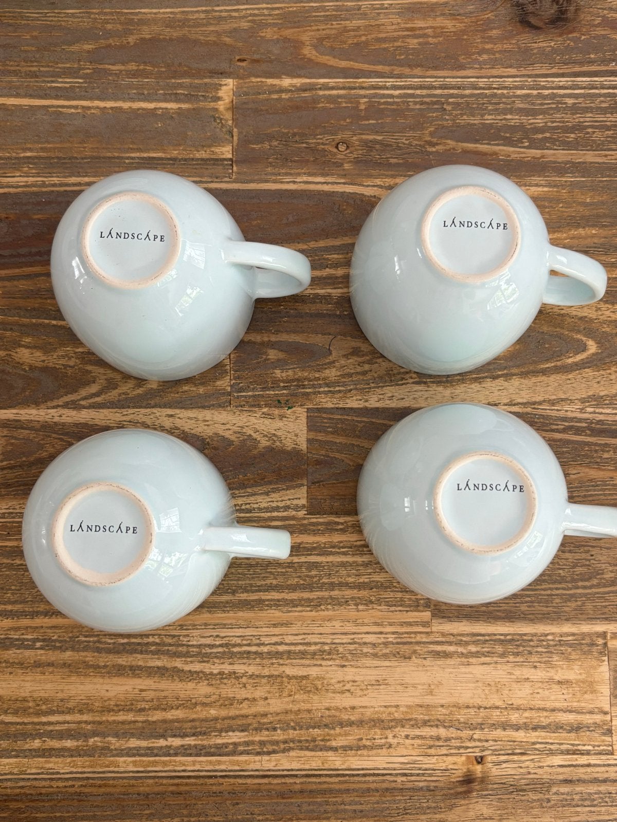 4x Lichtblauwe Kop en Schotel - Landscape Servies, Ophalen, Gebruikt, Overige merken, Keramiek
