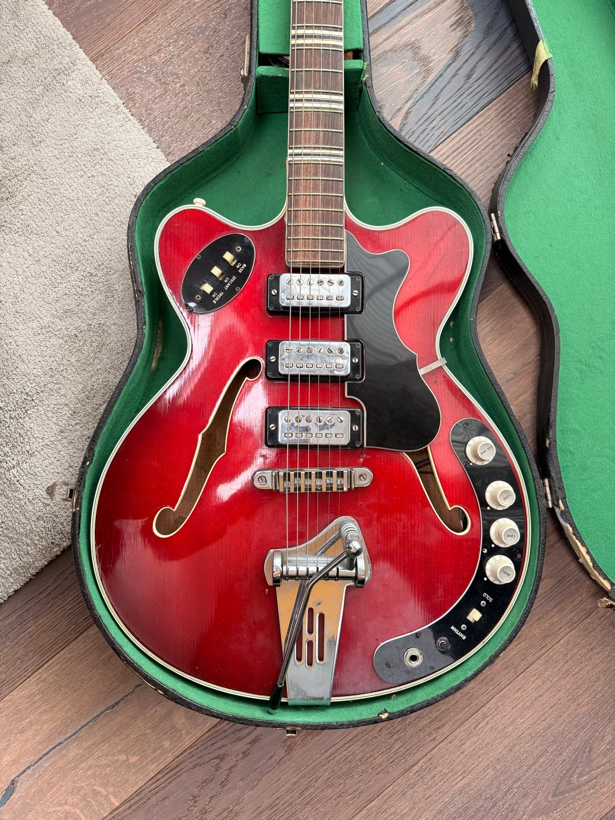 Vintage Höfner Hollow Body Gitaar - Rood, Ophalen, Gebruikt, Hollow body, Overige merken