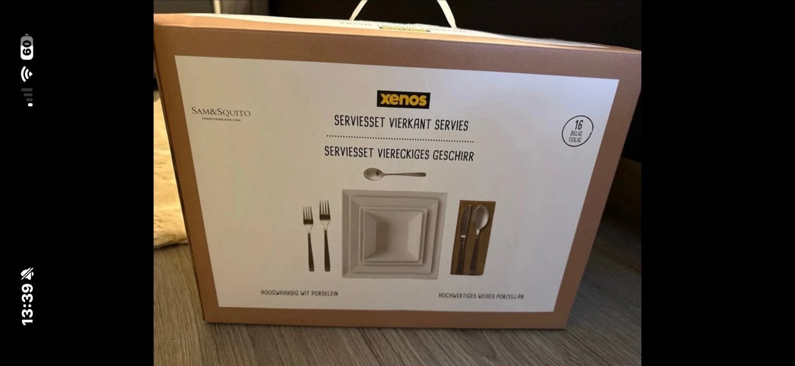Xenos Servies Vierkant Servies 16-delig 2x, Ophalen, Overige merken, Nieuw, Modern