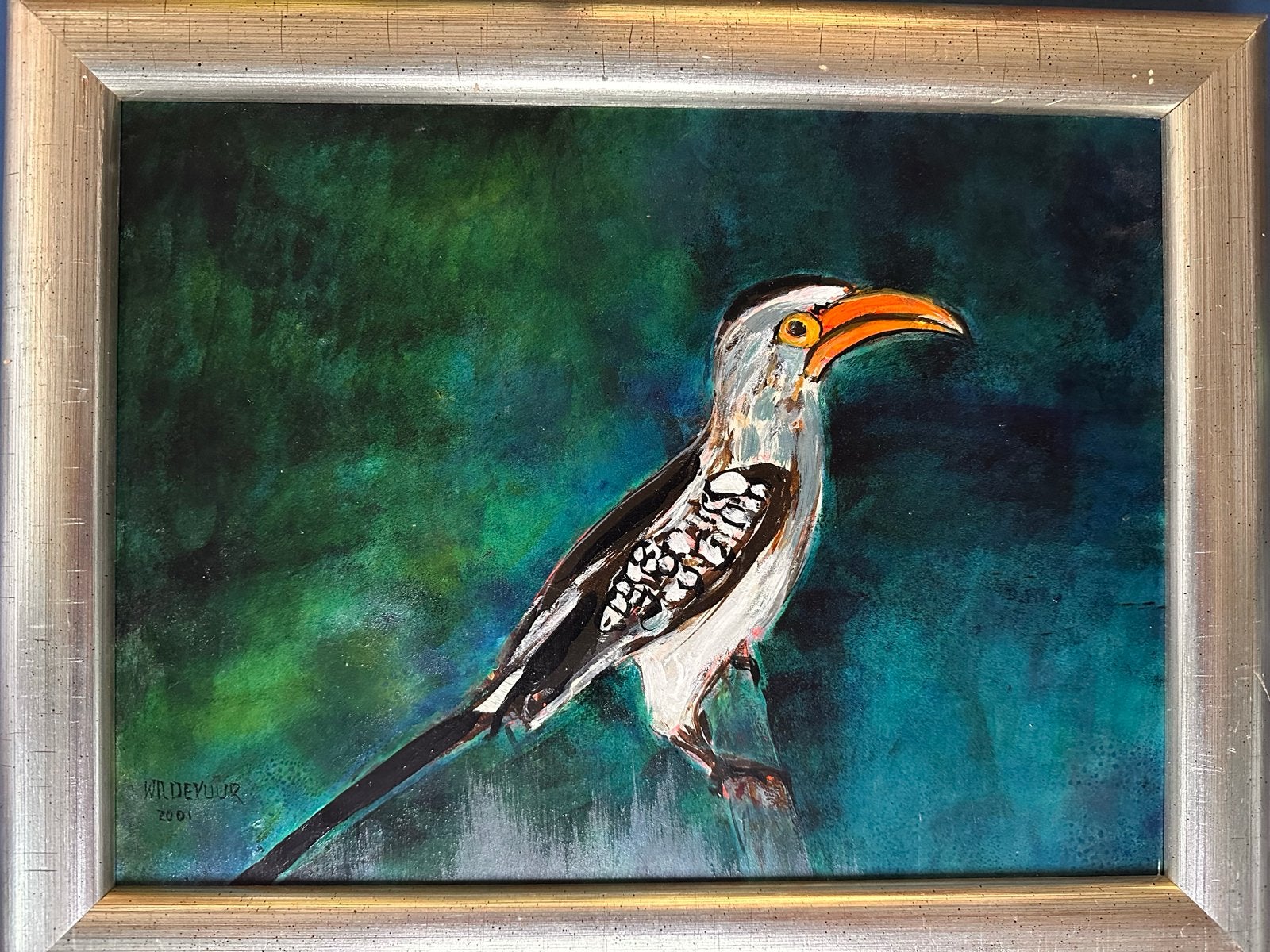 Maya Wildevuur - Vogel (Acryl op paneel, 40x60cm), Acrylverf, Hout, Ophalen of Verzenden, Dieren