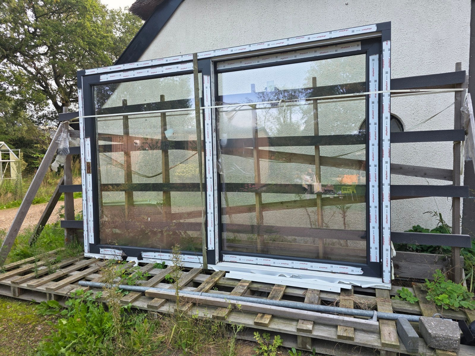 Nieuwe antraciet Aluplast aluminium schuifpui 330x218cm, Ophalen, Nieuw, Buitendeur, Schuifdeur