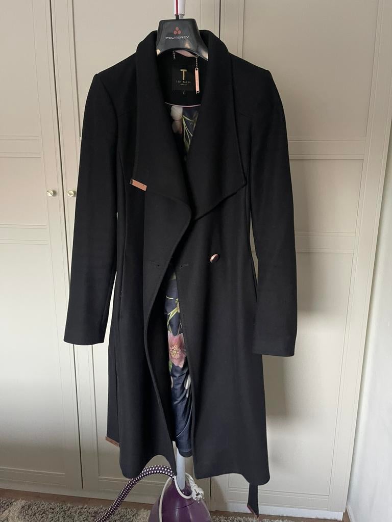 Ted baker mantel jas maat 1 (s) zwart, Kleding | Dames, Ophalen, Zo goed als nieuw, Maat 36 (S), Zwart