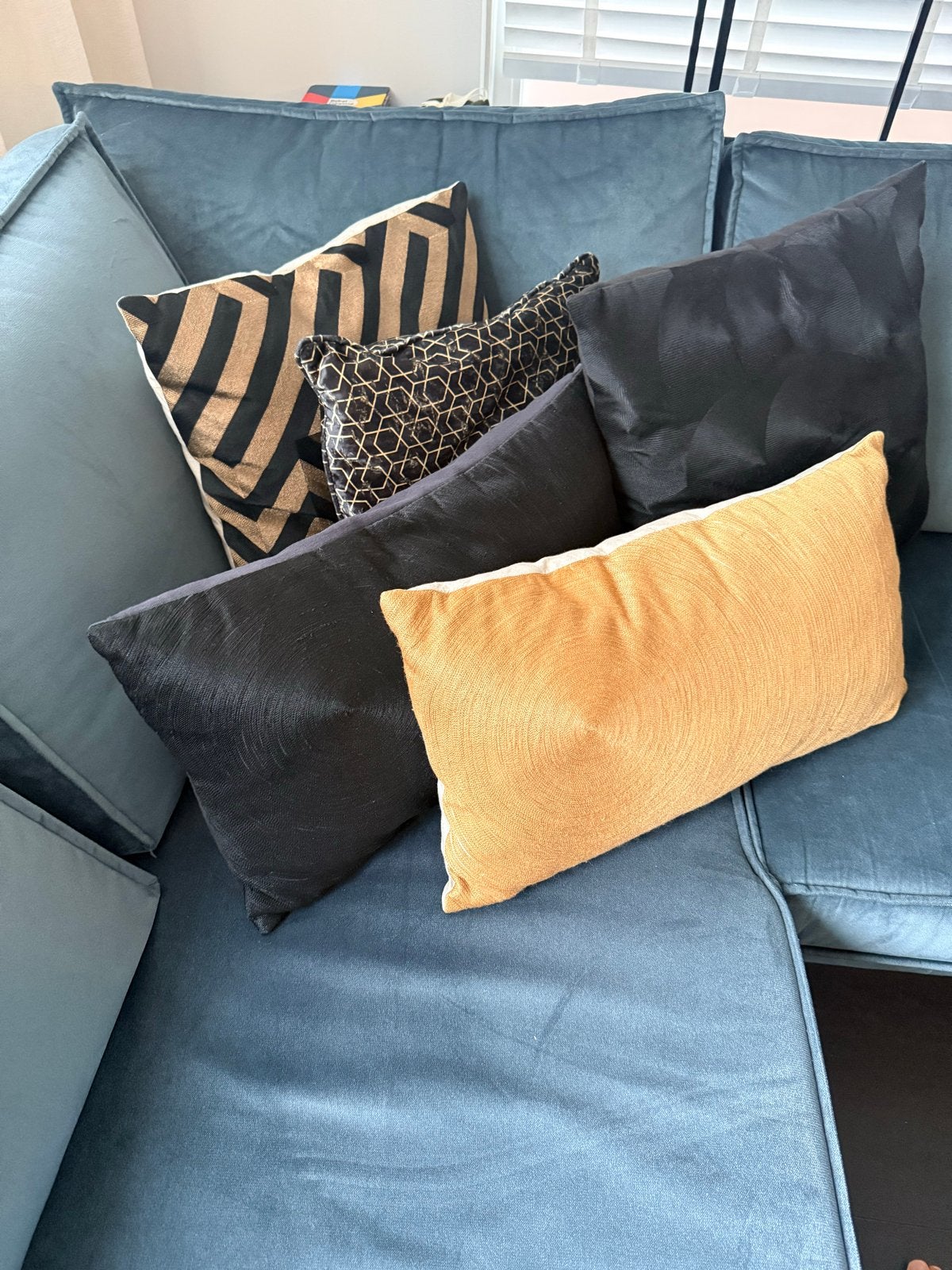 Set van 5 sierkussens in diverse kleuren en patronen Colmore, Ophalen, Overige merken, Gebruikt, Meerkleurig