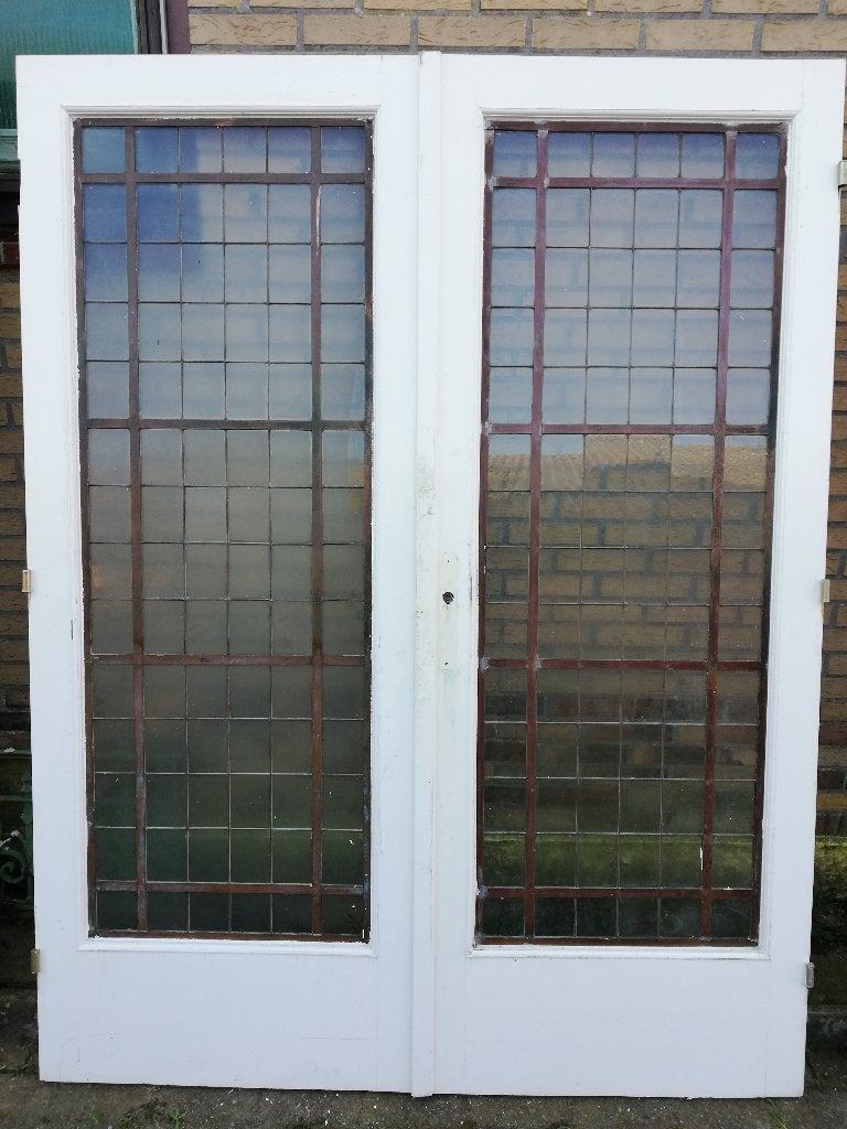 Drie sets dubbele deuren glas in koper 209hx 152/161,5/157br, Ophalen