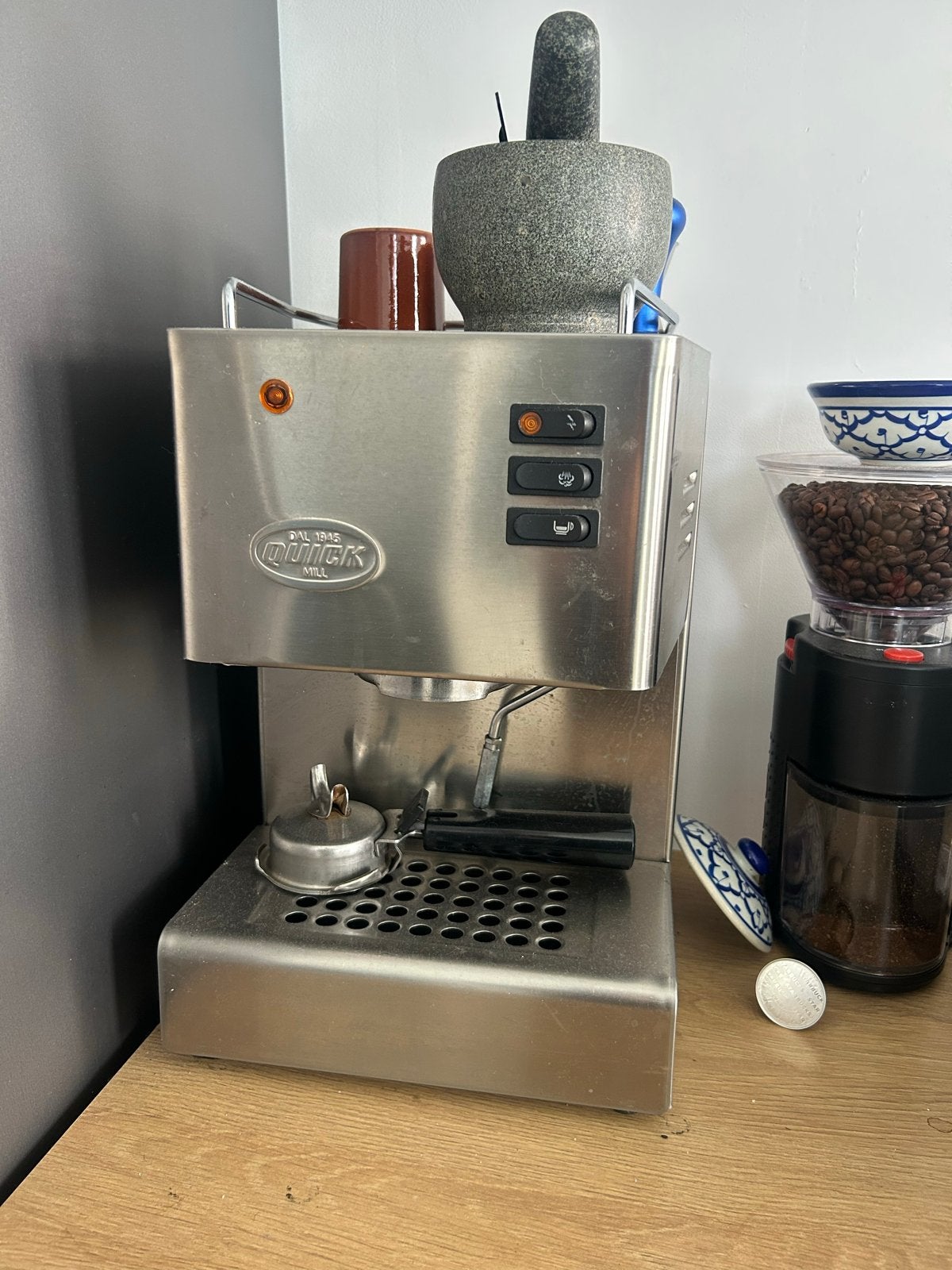 Quick Mill Espresso Apparaat, pijpje lekt, Gebruikt, Espresso apparaat, Koffiebonen, 1 kopje