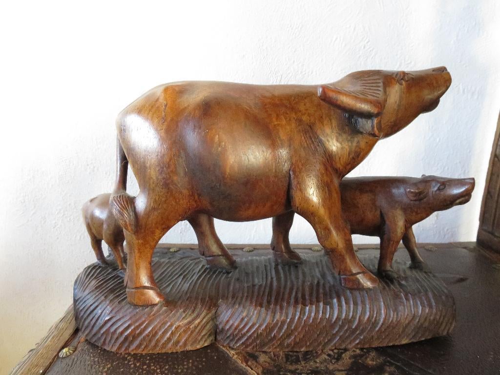 mooi uit 1 stuk hout gesneden beeld 27/15 cm, Ophalen of Verzenden