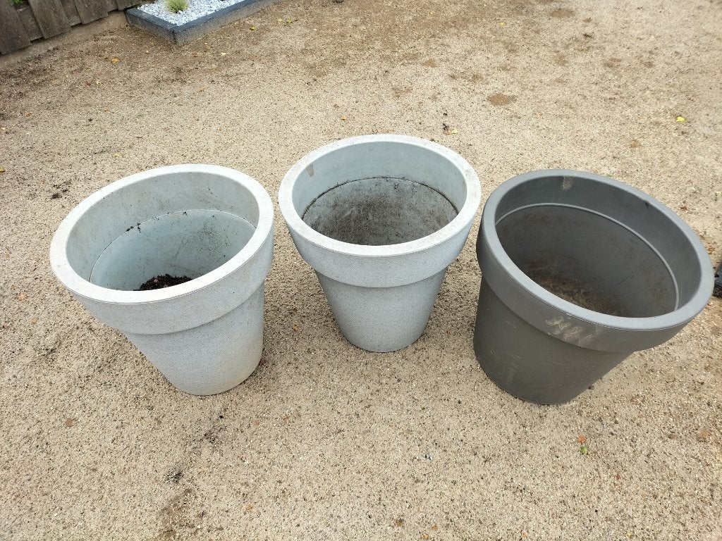 3 Bloempotten, Tuin en Terras, Ophalen, Kunststof, Gebruikt, 40 cm of meer
