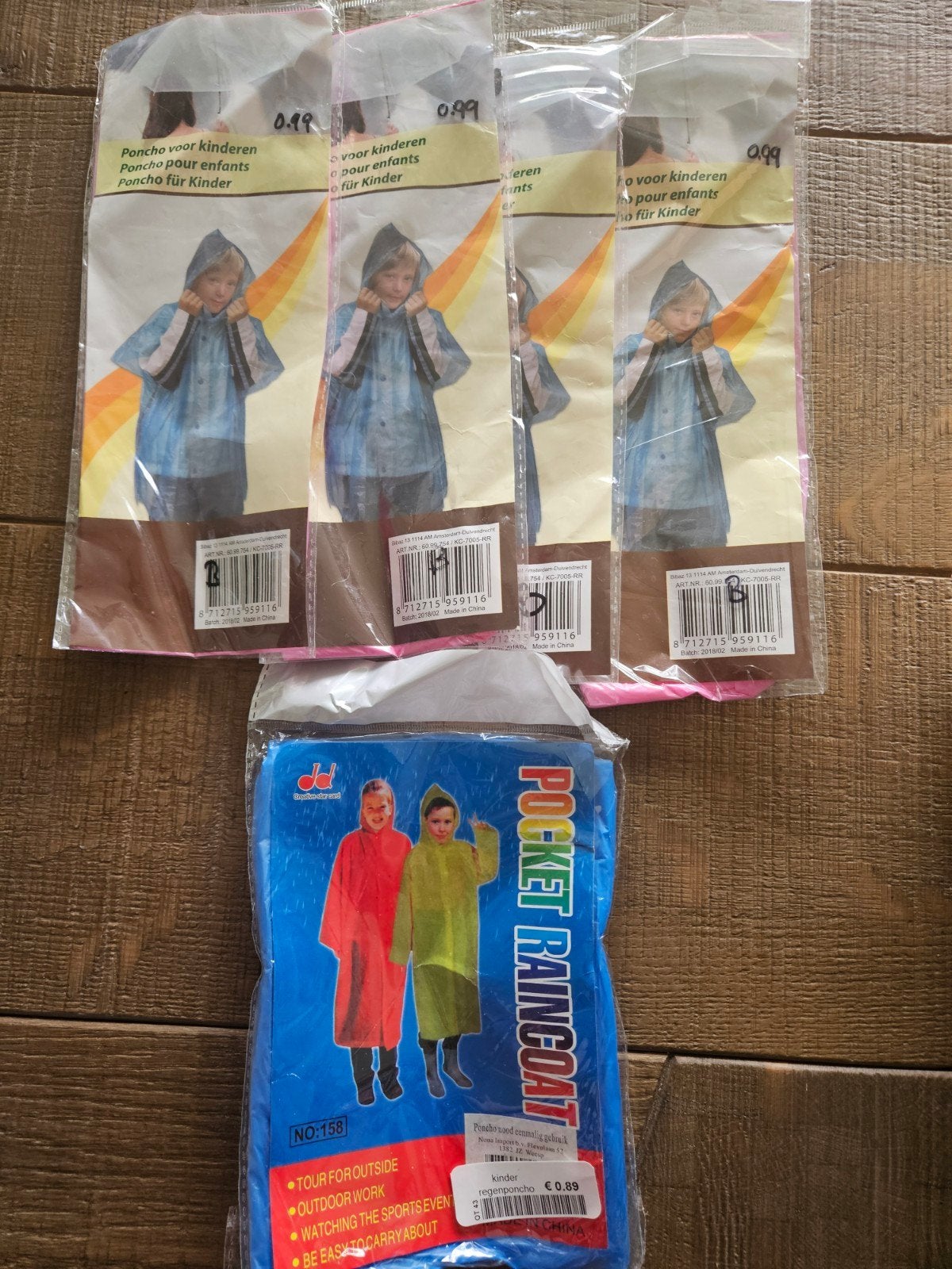 5 Nieuwe Regenponcho's voor Kinderen - Diverse Kleuren, Caravans en Kamperen, Ophalen of Verzenden, Nieuw, Regenponcho, Kinderen