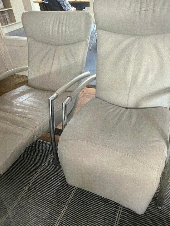 2 stuks Leolux fauteuil, wit leer, verstelbaar, Huis en Inrichting, Ophalen, Gebruikt, Leer, Modern, Design