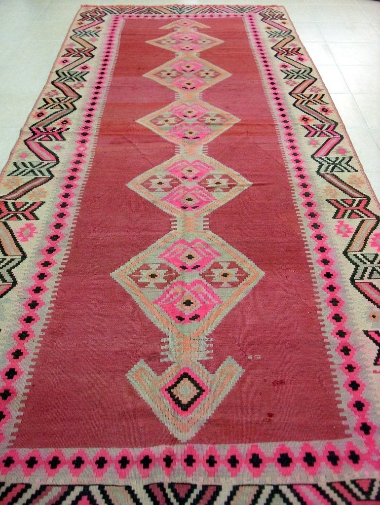 Perzisch tapijt HARSIN wol kelim 395 x160/Oosters Vloerkleed, Www.simatapijten.nl, 150 tot 200 cm, 200 cm of meer, Ophalen of Verzenden