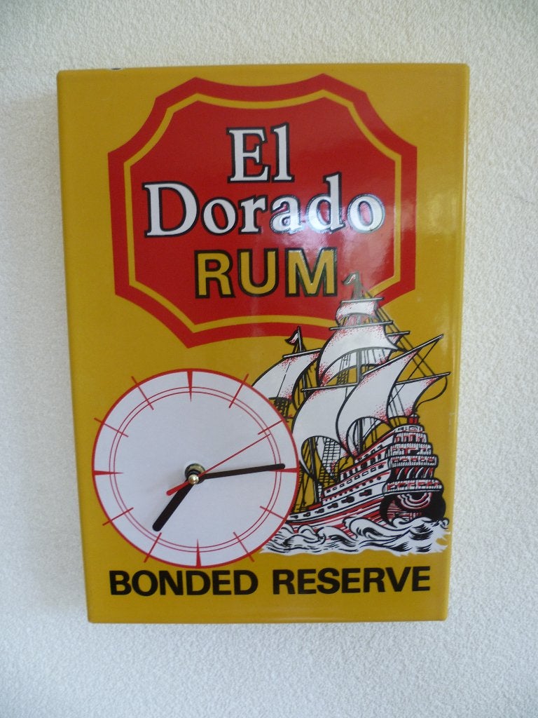 EMAILLE RECLAME KLOK"EL DORADO RUM"UIT JAREN 70/80, Verzamelen, Merken en Reclamevoorwerpen, Ophalen of Verzenden, Gebruikt, Reclamebord