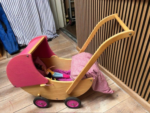 Poppenwagen van hout, Ophalen, Gebruikt, Duw- of Trekspeelgoed