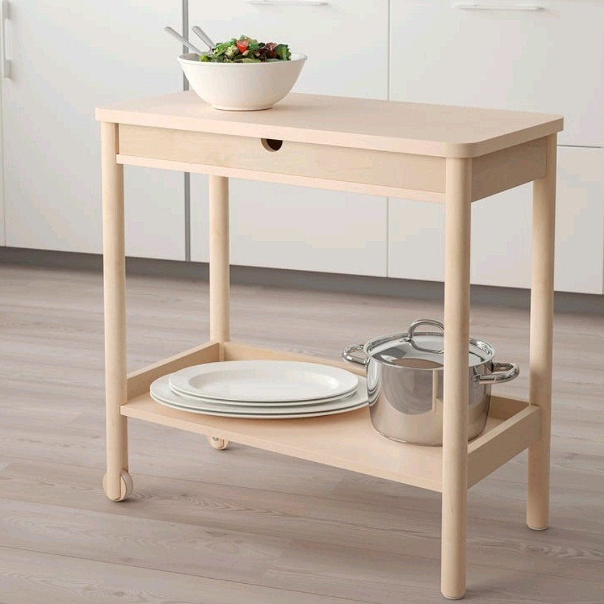 IKEA RÖNNINGE Roltafel, berken, 78x39 cm, Ophalen, Modern, Scandinavisch, Zo goed als nieuw, 75 cm of meer