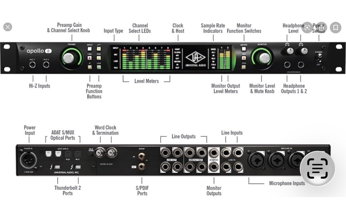 UAD Apollo 8 Duo Audio Interface met Thunderbolt 2 kabel, Ophalen of Verzenden, Zo goed als nieuw