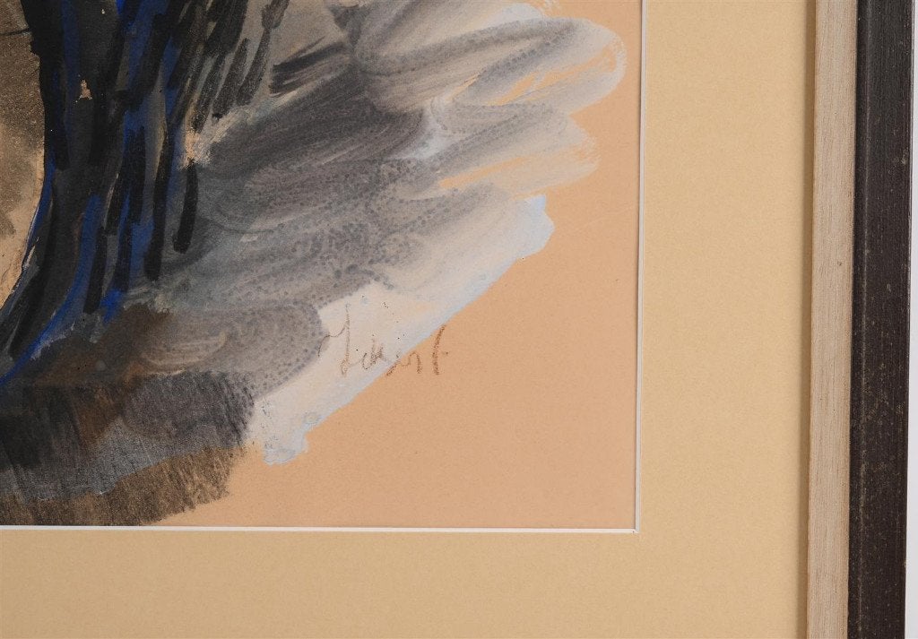 Henrikus M (Henk) v/d Idsert (1921) Gouache"Stil Bloemen"Ges, Passe-partout, Papier/karton, Ophalen of Verzenden, Bloemen