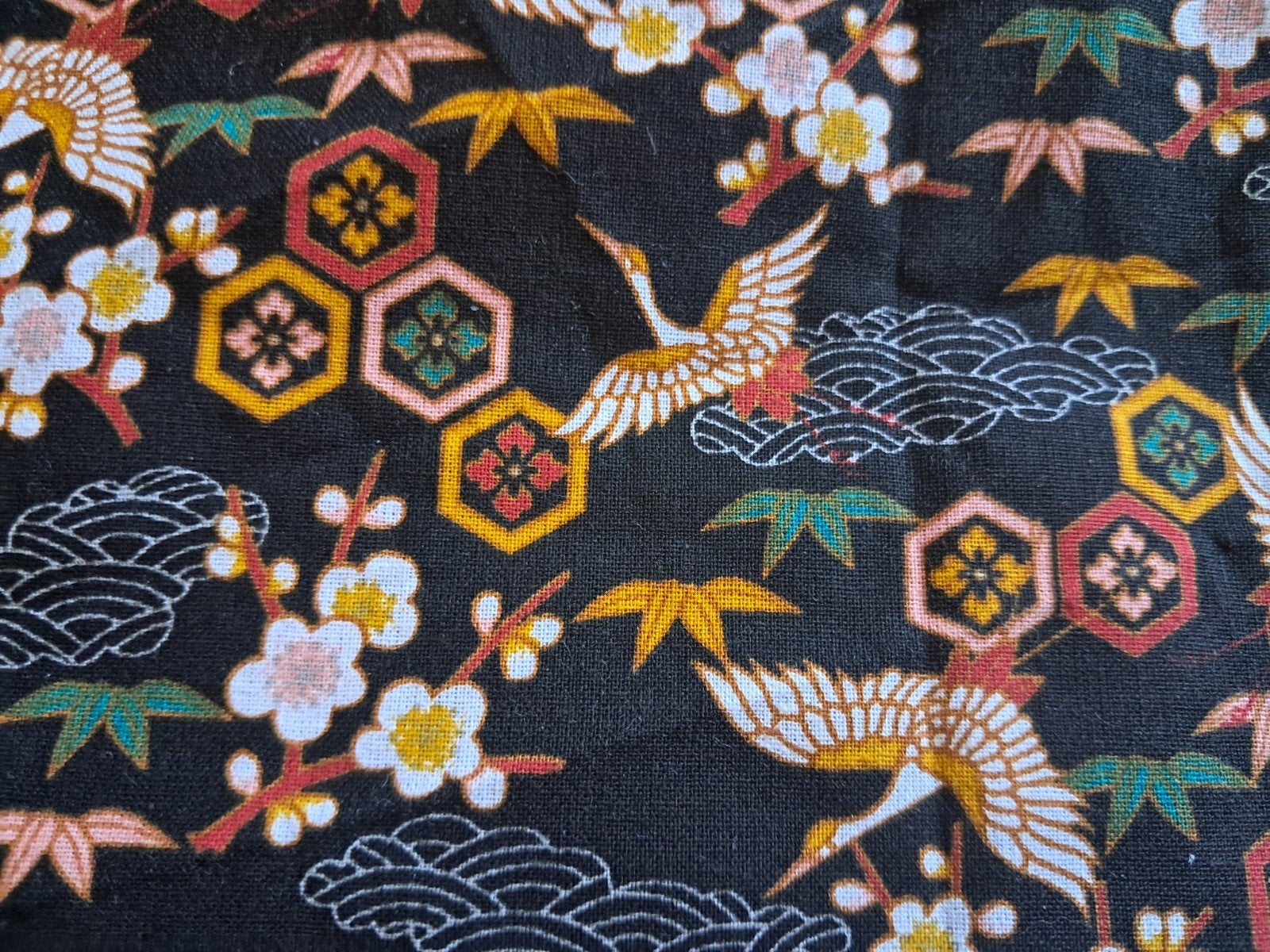 Klein lapje quilt katoenen stof met kraanvogels, Ophalen of Verzenden, Katoen, 30 tot 200 cm, 30 tot 120 cm