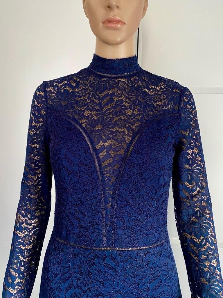 G767 Guess maat S=36 kanten feest-jurk jurkje donker-blauw, Kleding | Dames, Blauw, Ophalen of Verzenden, Zo goed als nieuw, Nikkie