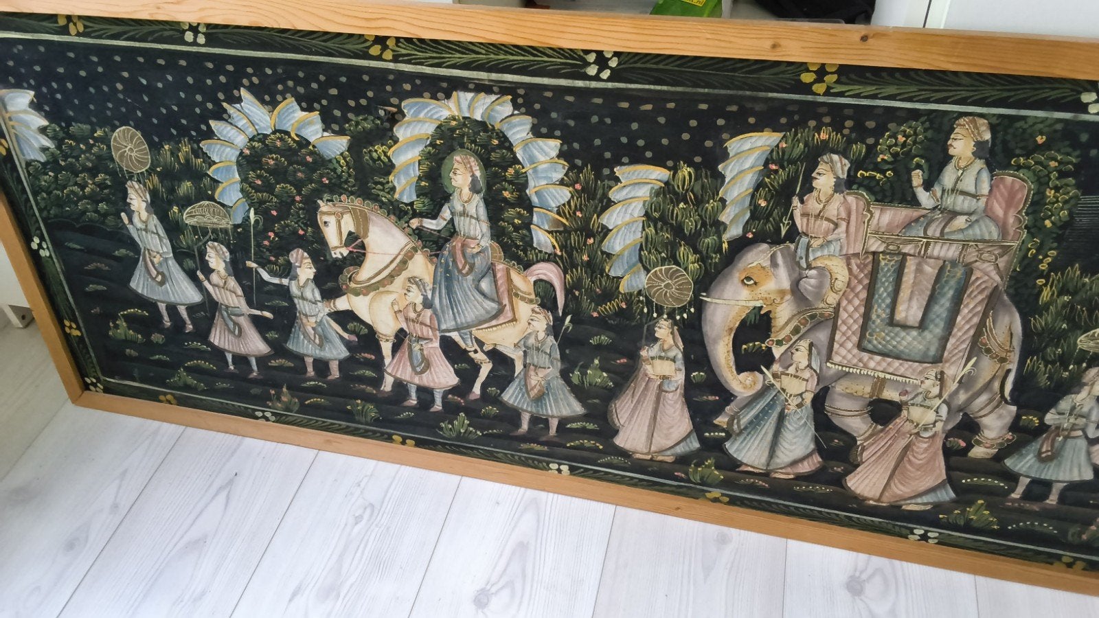 vintage schildering op zijde, indiase bruiloft 1.75/ 60 cm, Ophalen