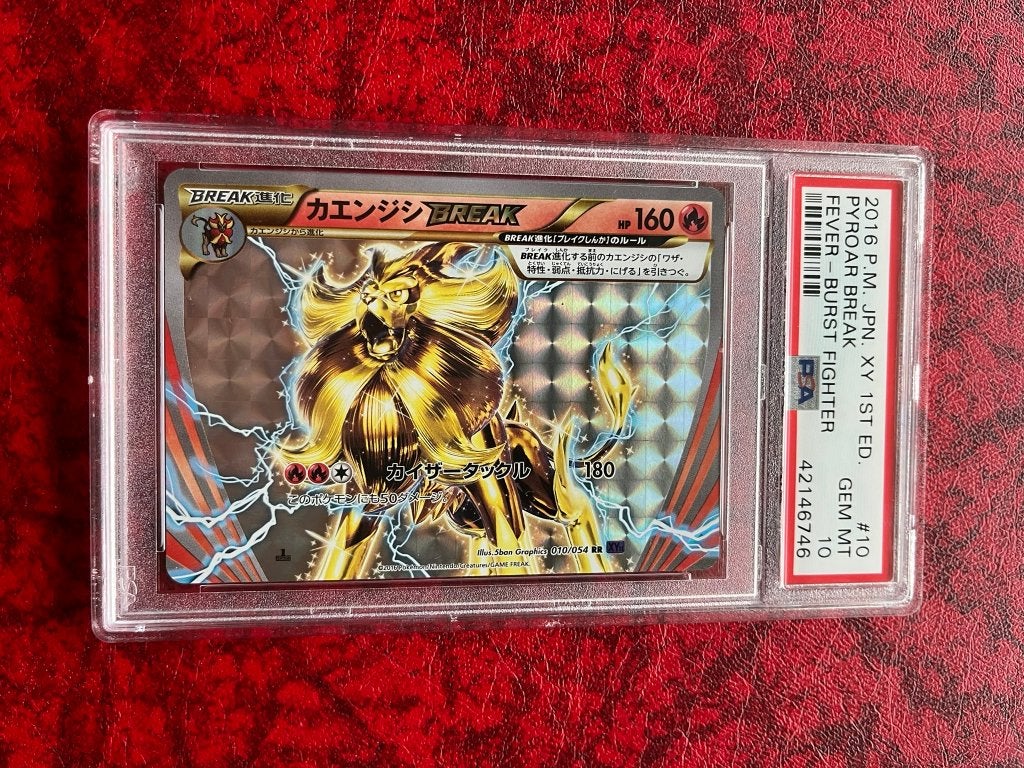 PSA 10 Pokemon JPN 2016 BREAK PYROAR XY 1ST Edit Fighter 10, Ophalen of Verzenden, Nieuw, Losse kaart