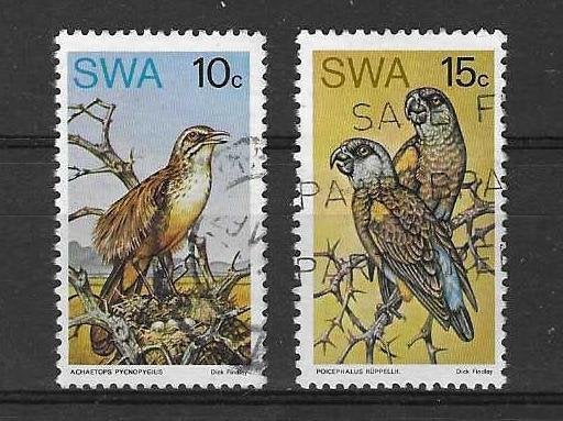 Namibië Michel 394-395 gestempeld  VOGELS, Ophalen of Verzenden, Overige landen, Gestempeld