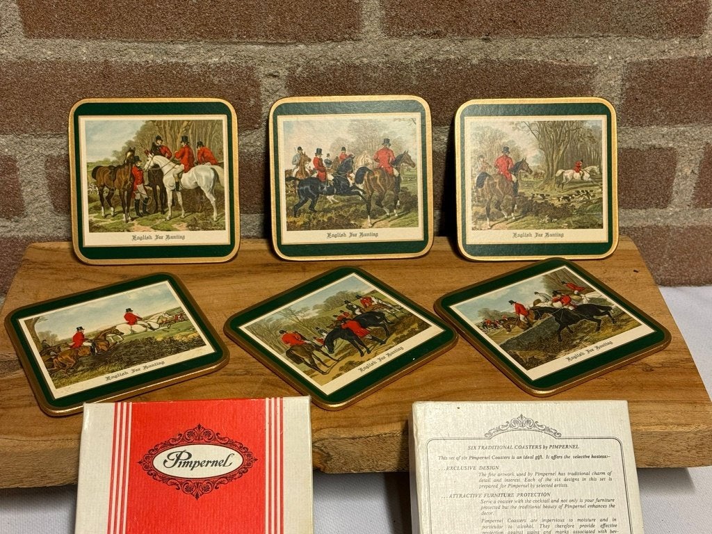 Pimpernel Engelse onderzetters vossenjacht set van 6, Ophalen of Verzenden