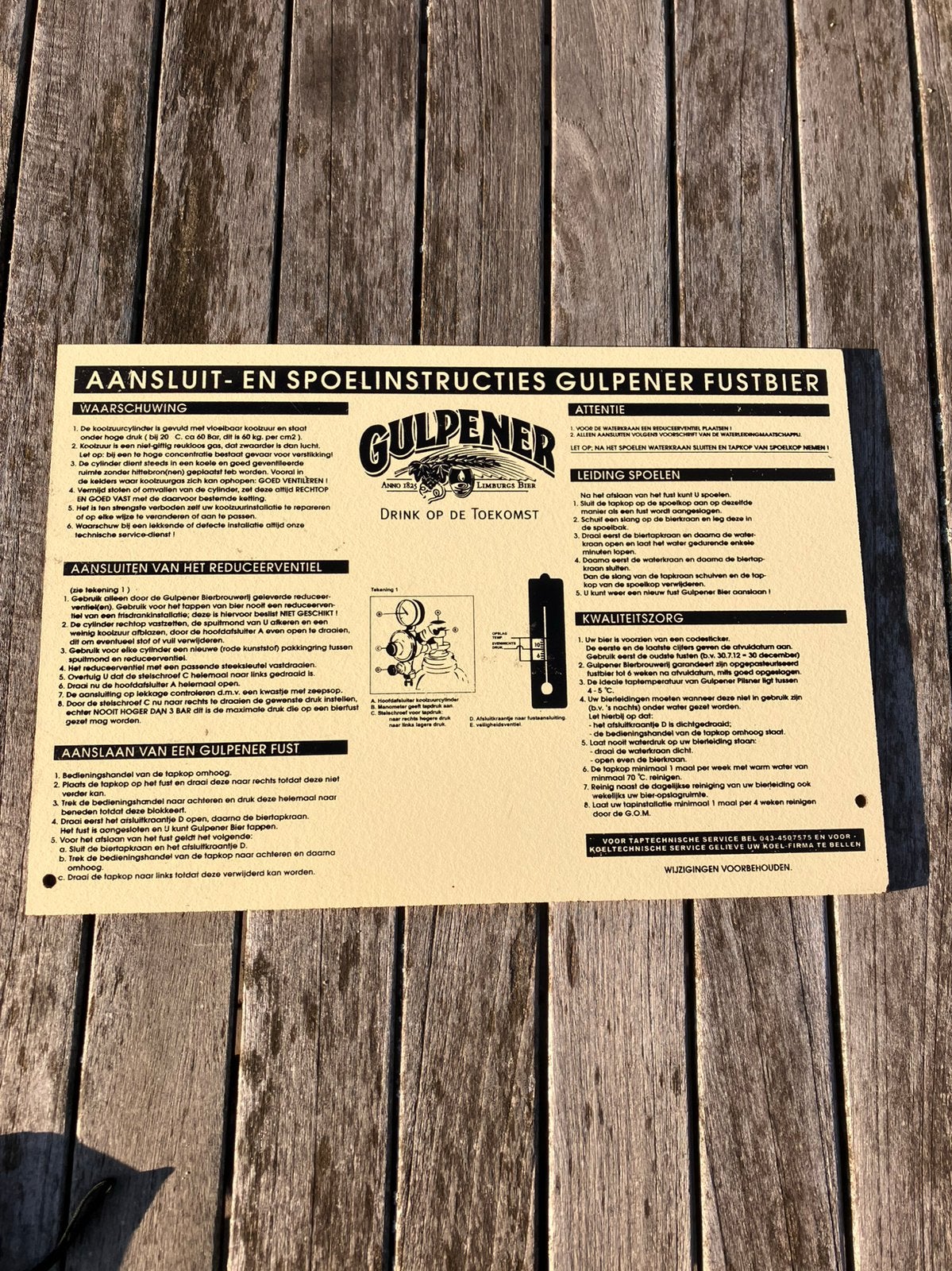 Reclamebord gulpener geen emaille bord tap fust aansluiten, Ophalen of Verzenden, Zo goed als nieuw, Reclamebord, Plaat of Schild