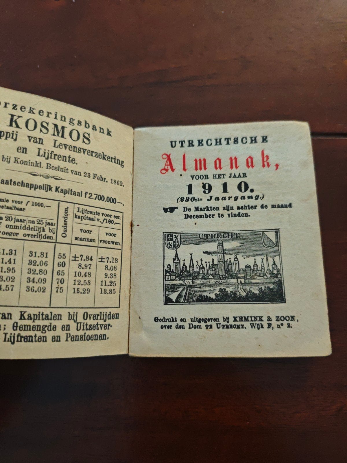 Utrechtsche Almanak uit 1910 - Zeldzaam Historisch Document, Ophalen of Verzenden, Gelezen