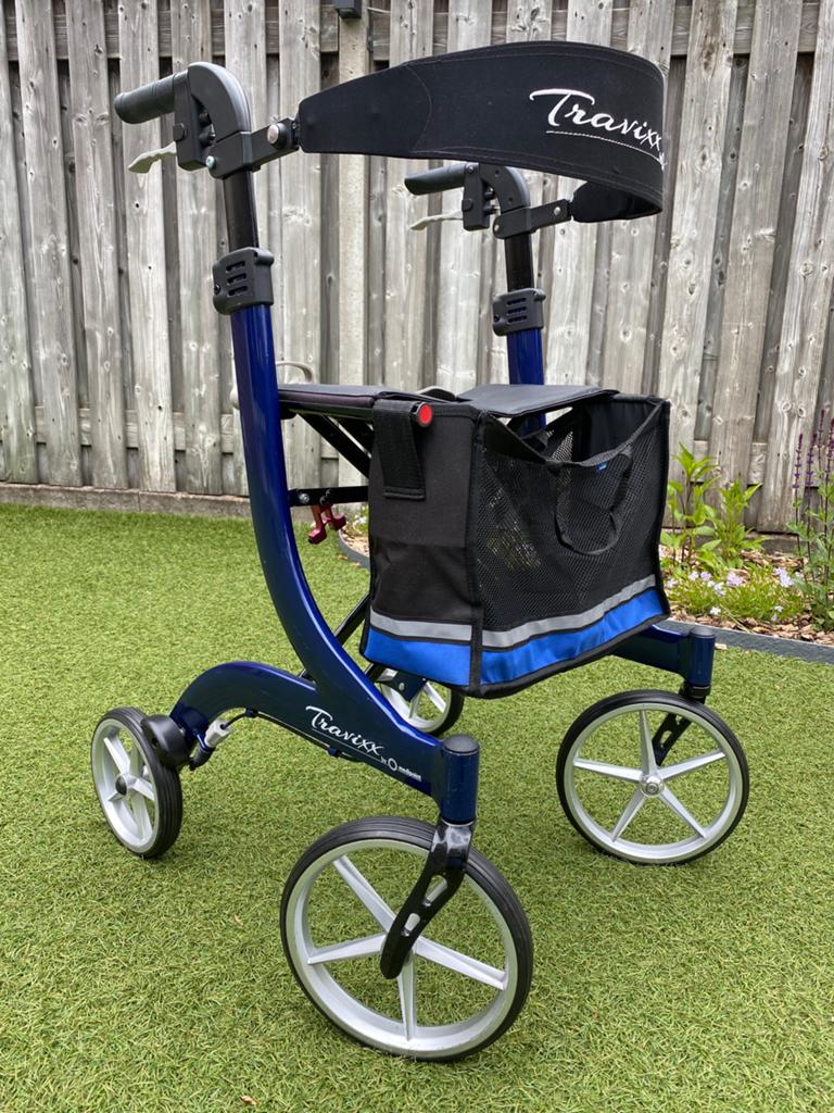 Travixx Deluxe M - Medipoint rollator +rugband+tas, Diversen, Ophalen, Opvouwbaar, Zo goed als nieuw