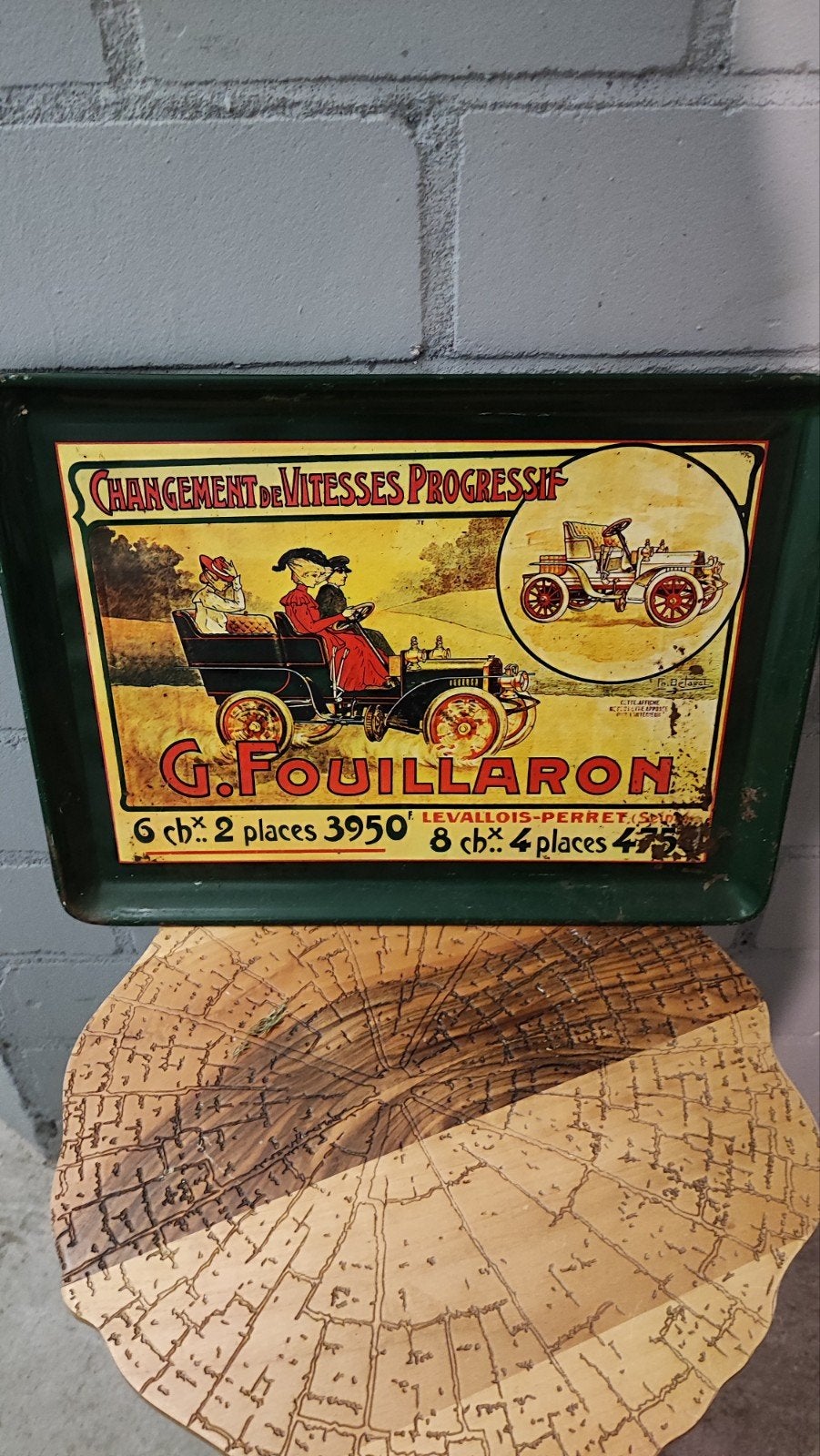 Vintage Frans metalen reclamedienblad G. Fouillaron, Ophalen of Verzenden